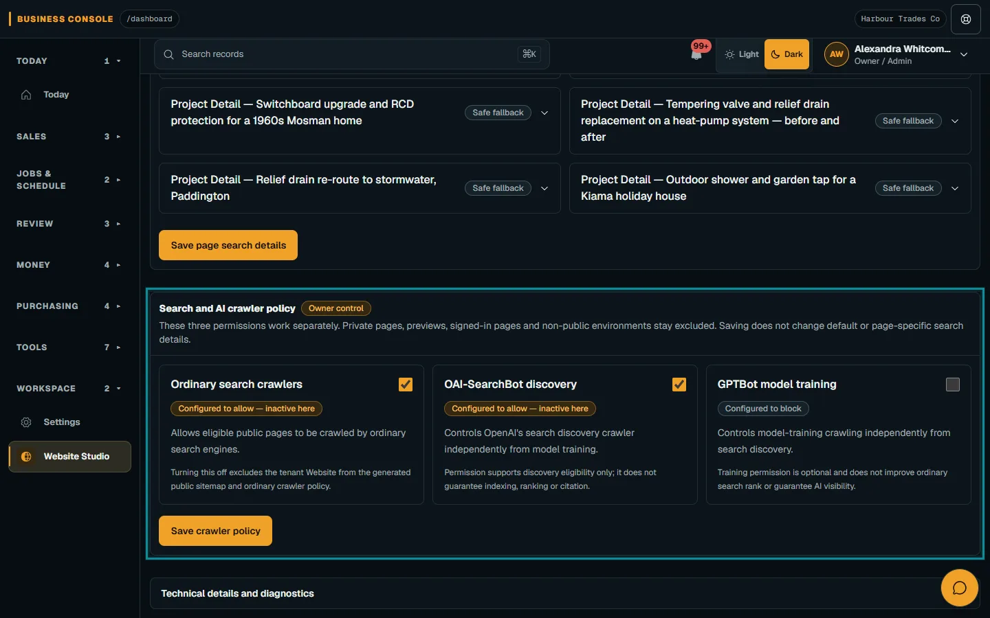 Review website search settings and address: Check public facts on desktop