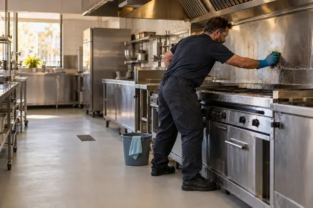 Home & commercial cleaning: weekly office and amenities clean in progress