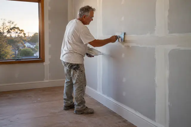 Plastering & ceilings: water-damaged ceiling section replacement in progress