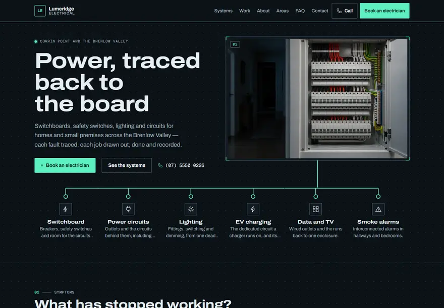 Electrical services website design example