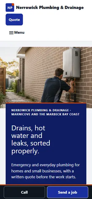 Plumbing & drainage · Design 3 of 4, phone preview