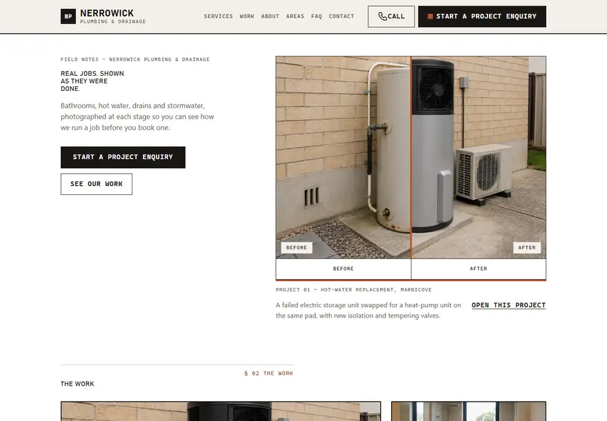 Plumbing & drainage · Design 4 of 4, desktop preview
