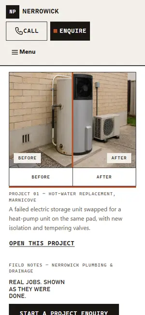 Plumbing & drainage · Design 4 of 4, phone preview