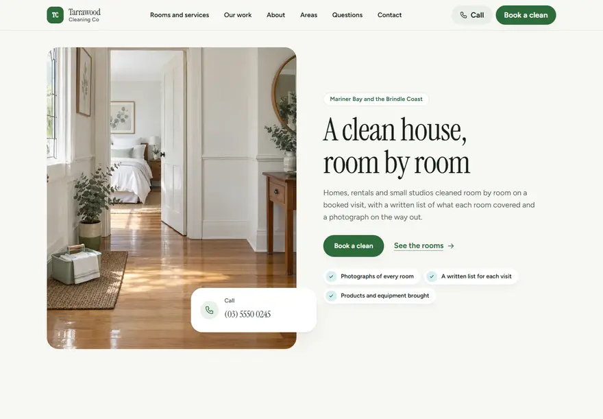 Home & commercial cleaning website design example
